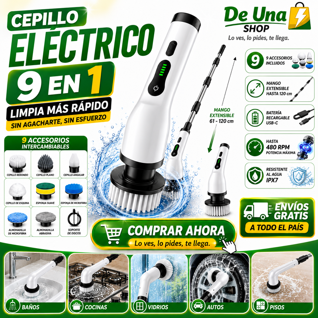 Cepillo de Limpieza Multiusos 9 en 1